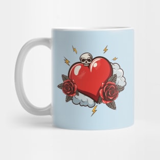 Heart with rose and skull Mug